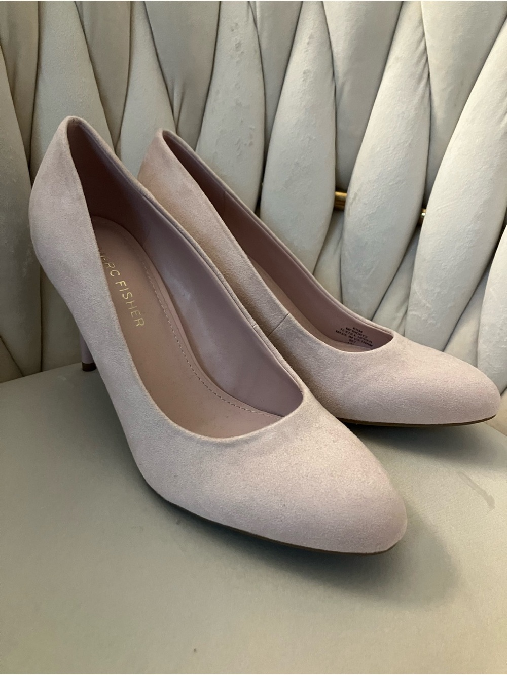 Pink suede Marc Fisher heels